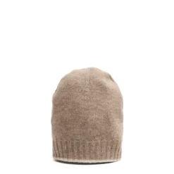 BERRETTO BICOLORE BIANCO E CAMMELLO In cashmere