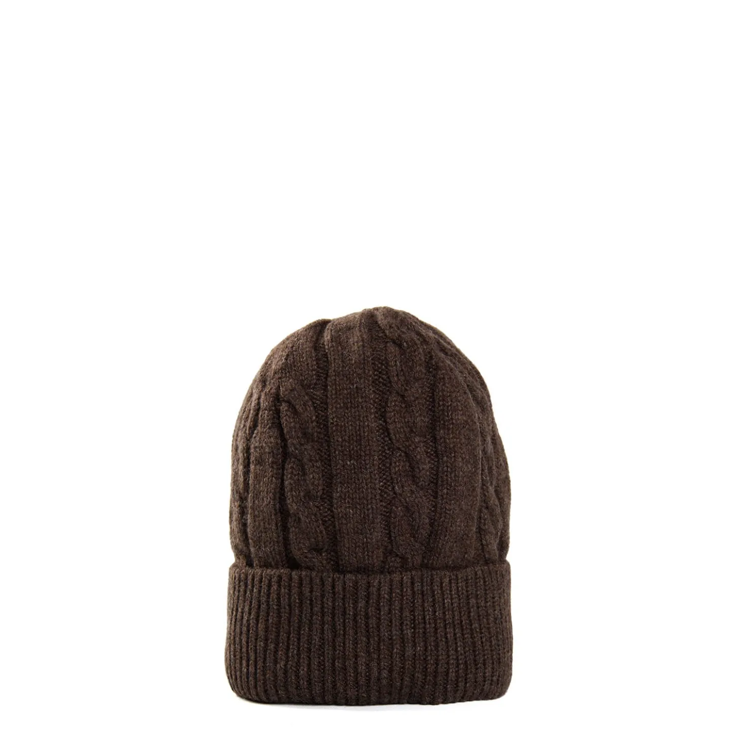 BERRETTO MARRONE SCURO A trecce in cashmere