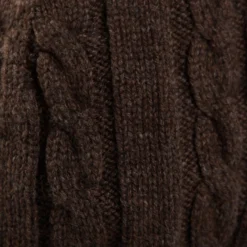 BERRETTO MARRONE SCURO A trecce in cashmere