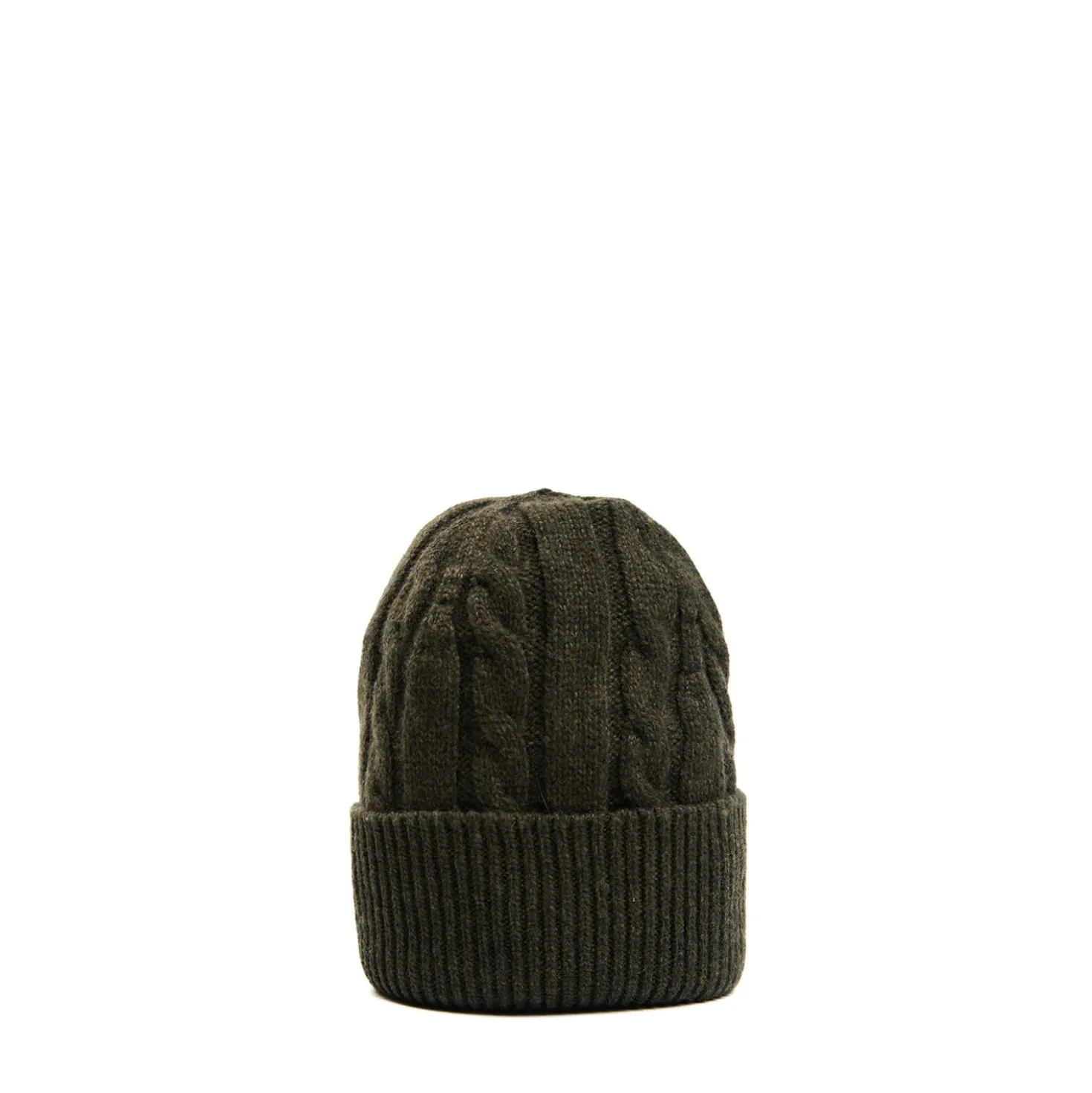 BERRETTO VERDE SCURO A trecce in cashmere