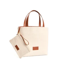 BORSA BEACH In canvas e pelle liscia