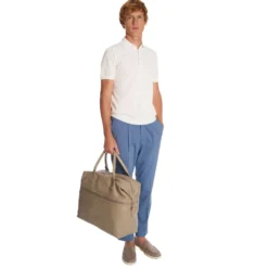 BORSA DA VIAGGIO BEIGE In pelle martellata