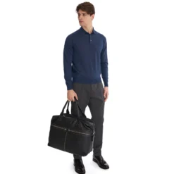 BORSA DA VIAGGIO NERA In pelle martellata