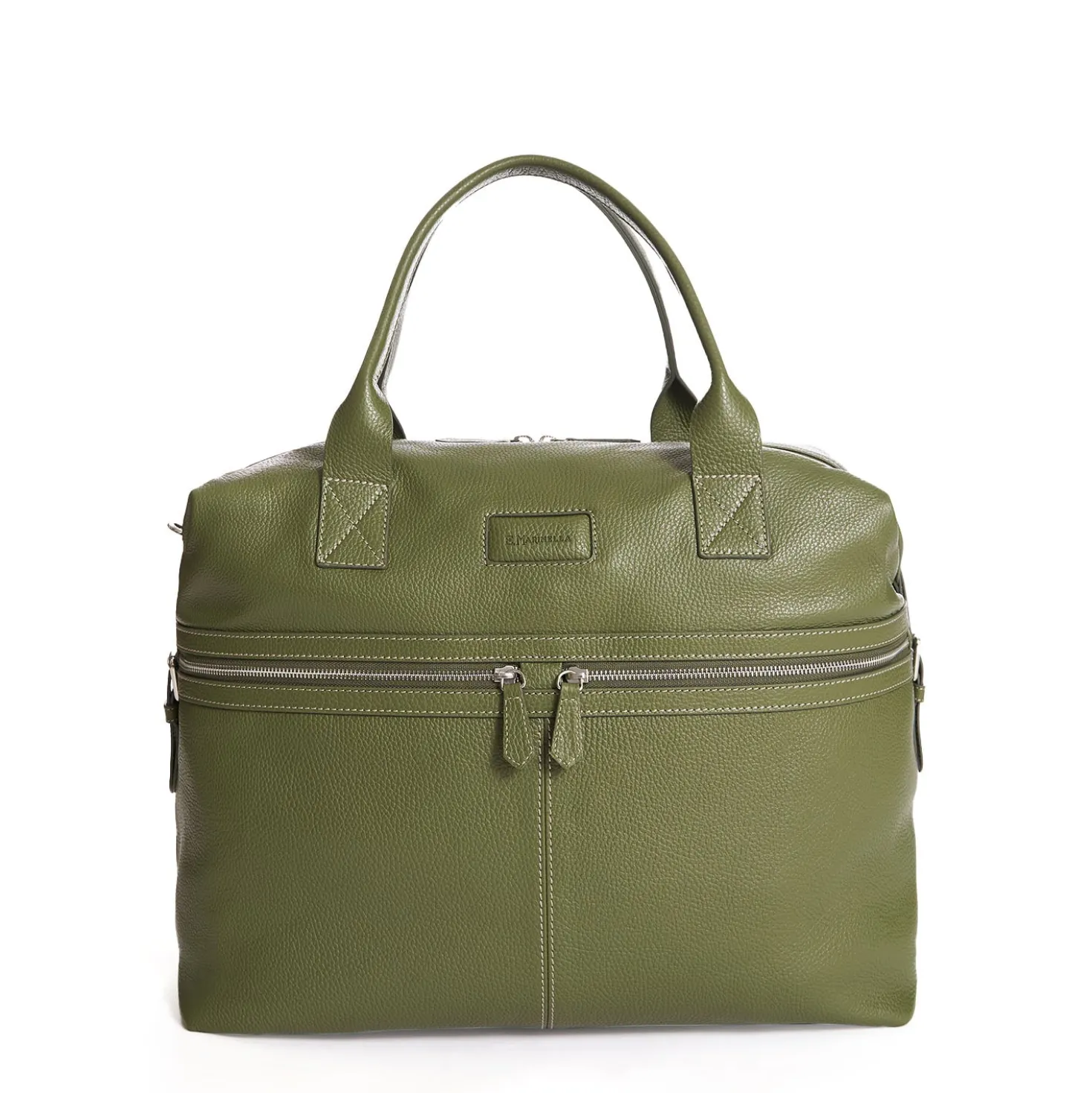 BORSA DA VIAGGIO VERDE OLIVA In pelle martellata