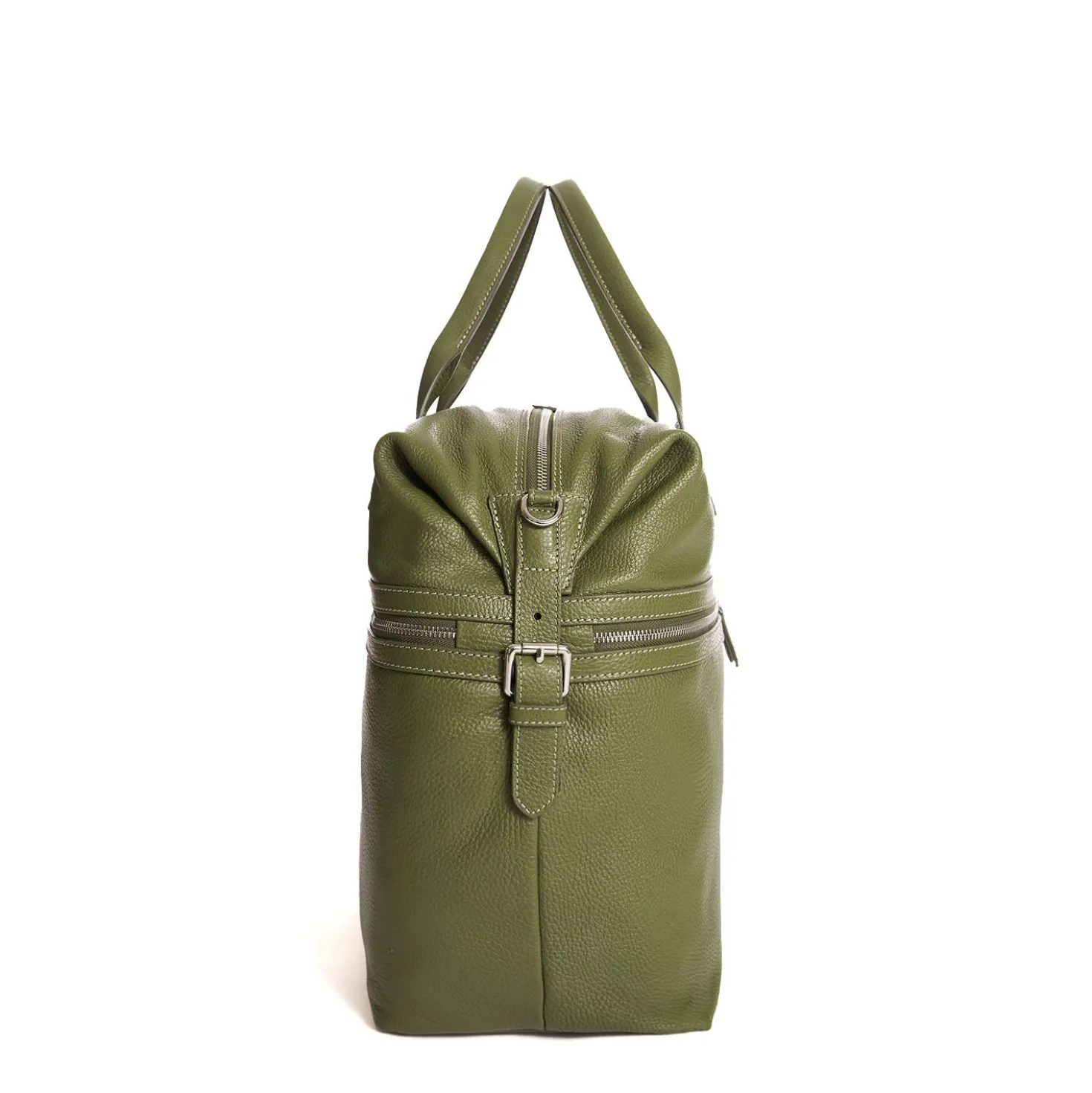 BORSA DA VIAGGIO VERDE OLIVA In pelle martellata
