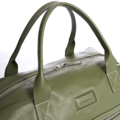 BORSA DA VIAGGIO VERDE OLIVA In pelle martellata