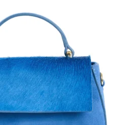 BORSA MINI CLEO BLUETTE In camoscio e cavallino