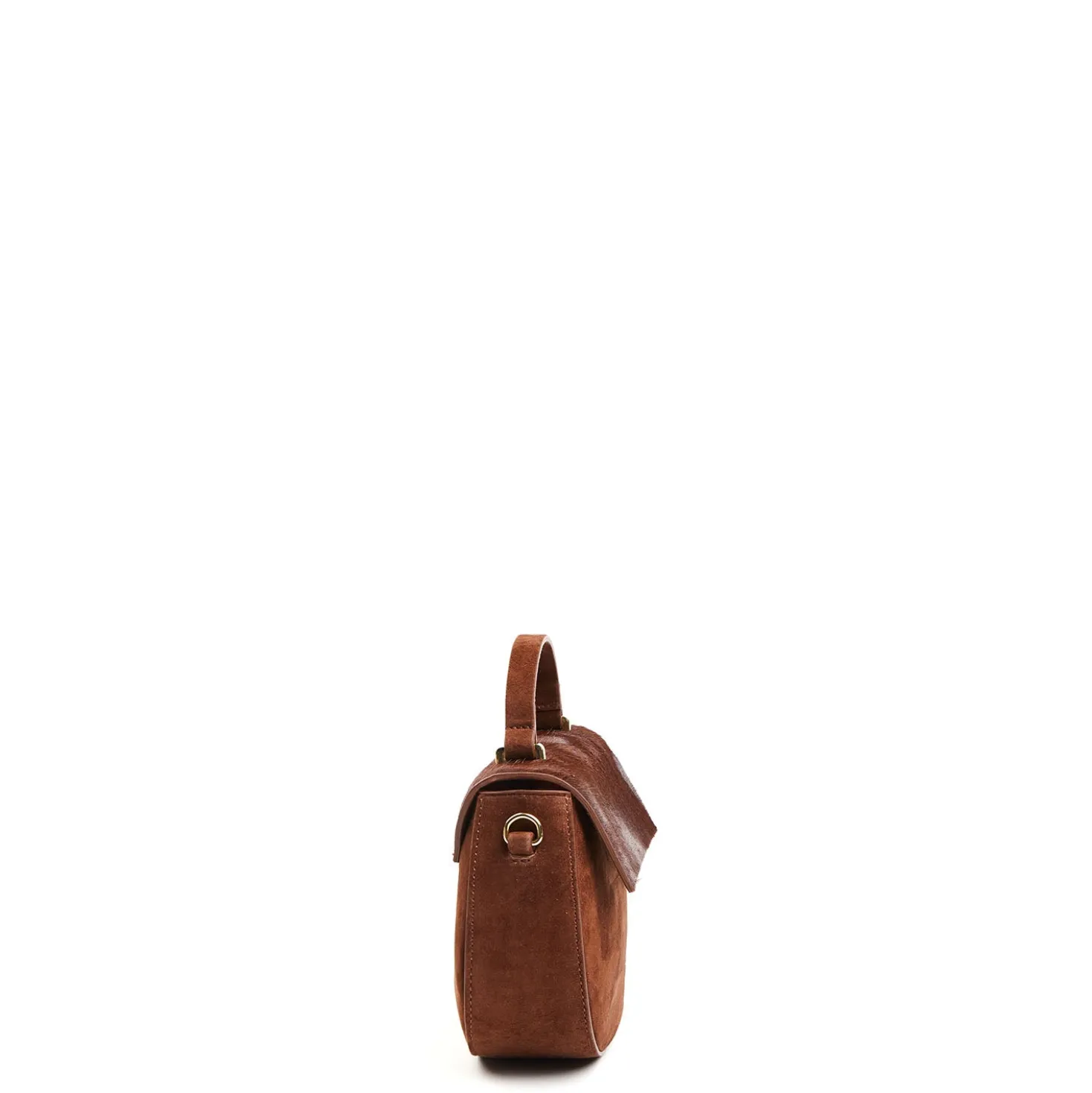 BORSA MINI CLEO MARRONE In camoscio e cavallino