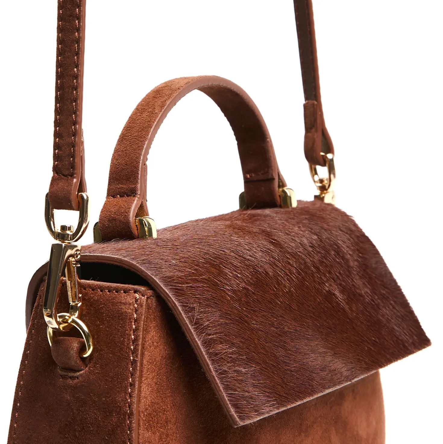 BORSA MINI CLEO MARRONE In camoscio e cavallino