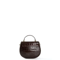BORSA MINI CLEO MARRONE SCURO Stampa coccodrillo