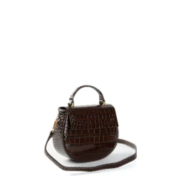 BORSA MINI CLEO MARRONE SCURO Stampa coccodrillo