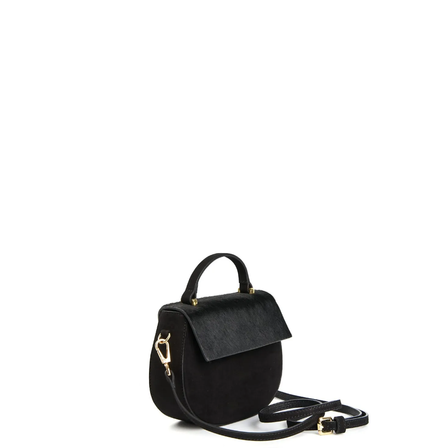 BORSA MINI CLEO NERA In camoscio e cavallino