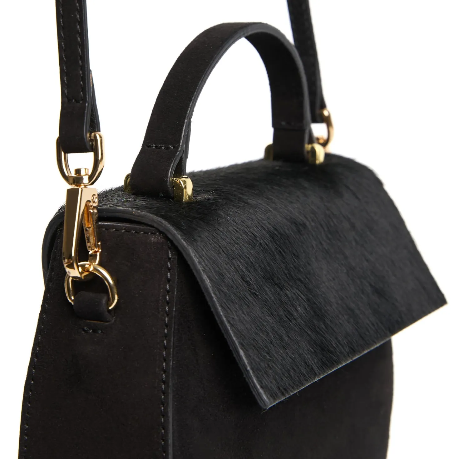 BORSA MINI CLEO NERA In camoscio e cavallino