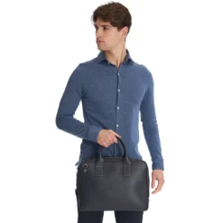 BORSA PORTA PC BLU In pelle martellata