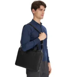 BORSA PORTA PC NERA In pelle martellata