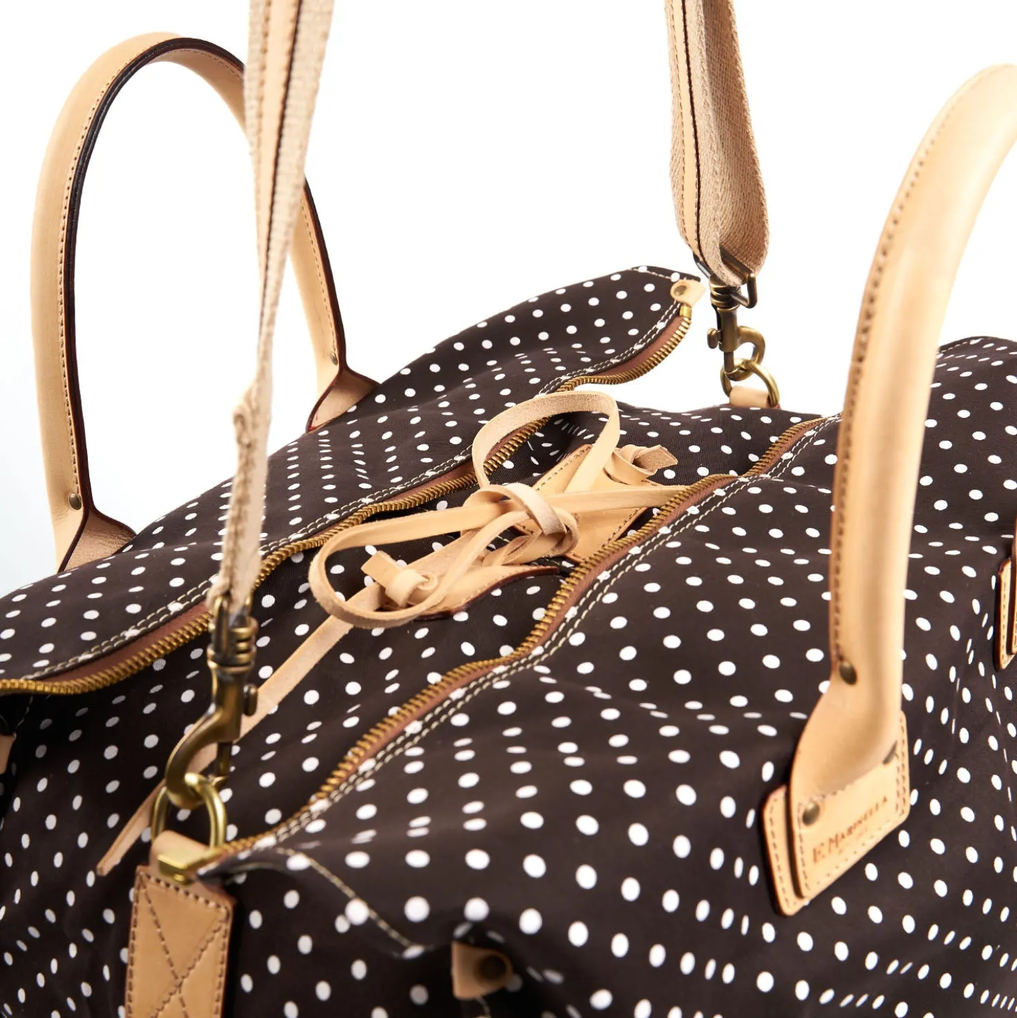 BORSA WEEKEND DESTRUTTURATA MARRONE SCURO Pois