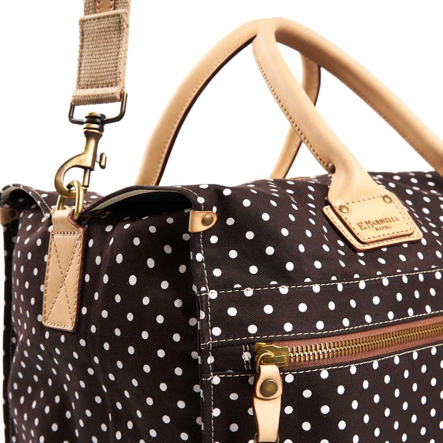 BORSA WEEKEND DESTRUTTURATA MARRONE SCURO Pois