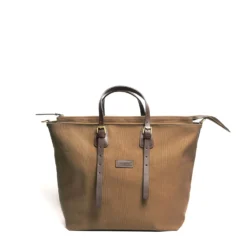 BORSA WEEKEND MARRONE SCURO In tela con rifiniture in pelle