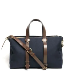 BORSONE WEEKEND BLU SCURO In tela con rifiniture in pelle