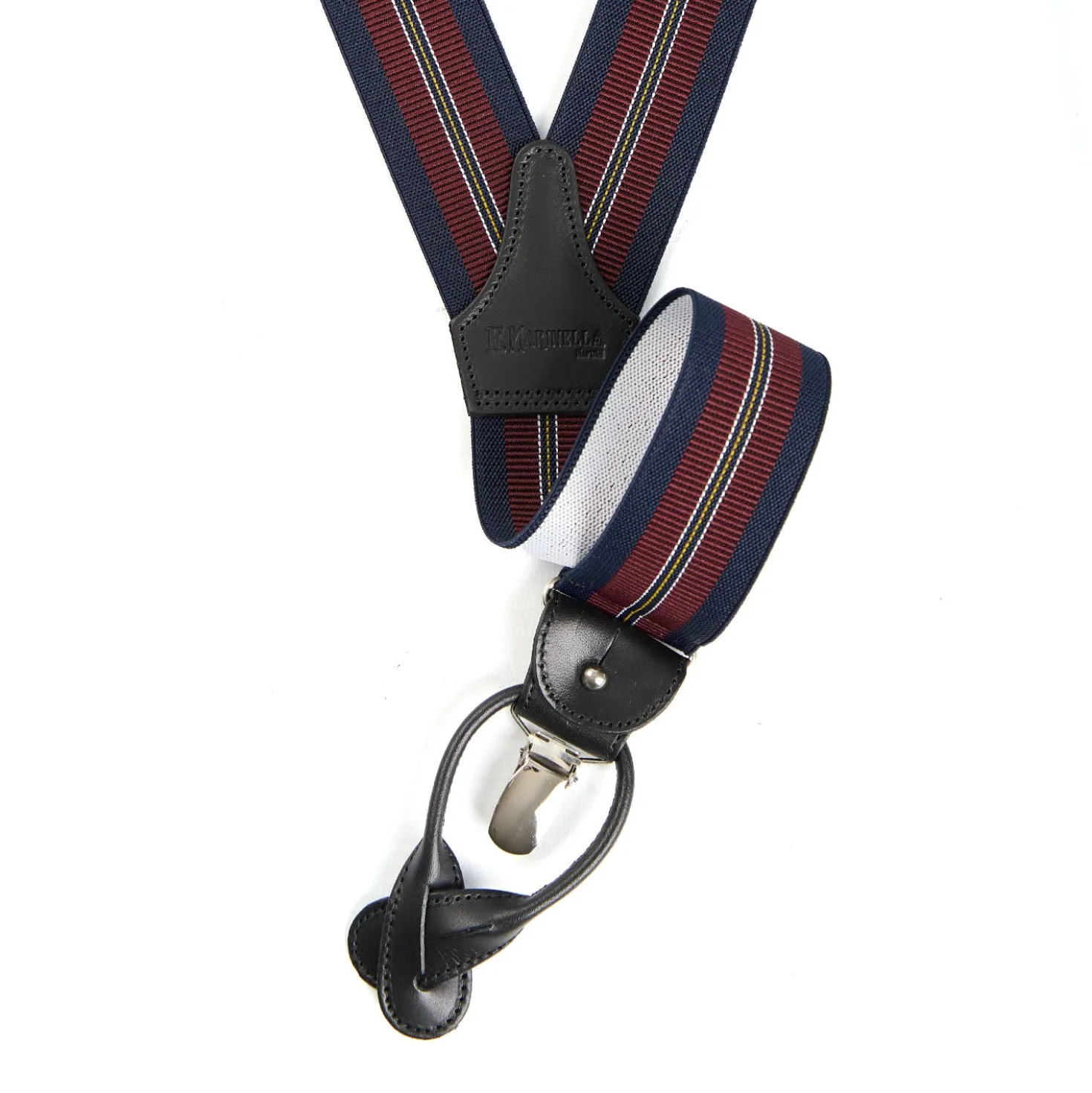 BRETELLE EM BLU SCURO E BORDEAUX Rigata