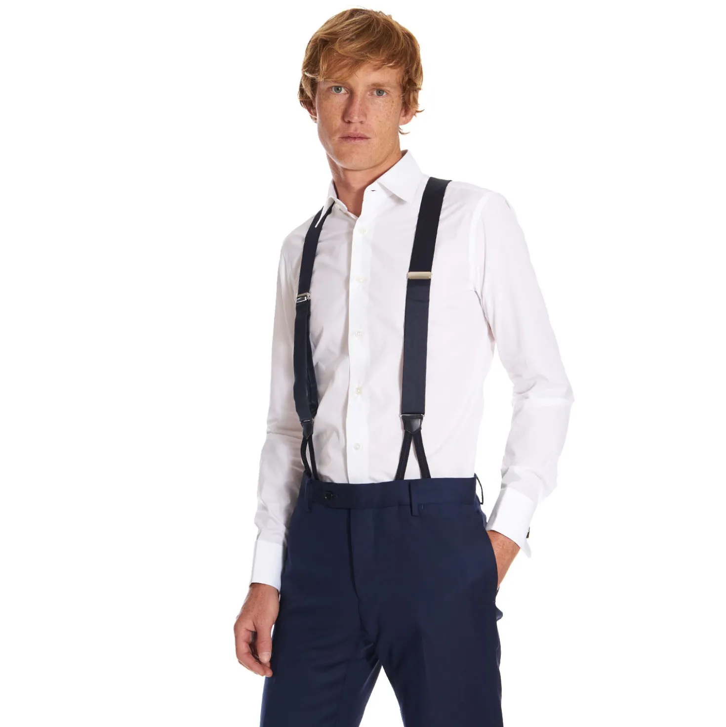 BRETELLE EM BLU SCURO In raso di seta 3,5 cm