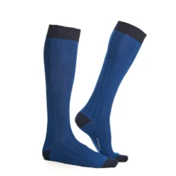 CALZE LUNGHE BICOLORE BLUETTE E BLU IN COTONE Tinta unita