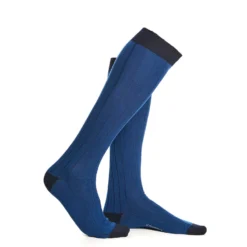 CALZE LUNGHE BICOLORE BLUETTE E BLU IN COTONE Tinta unita