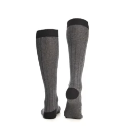 CALZE LUNGHE BICOLORE GRIGIO E NERO IN COTONE Tinta unita