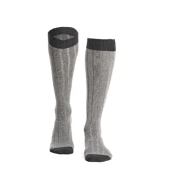 CALZE LUNGHE BICOLORE GRIGIO CHIARO E SCURO IN COTONE Tinta unita
