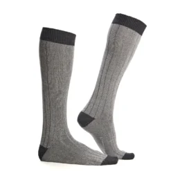 CALZE LUNGHE BICOLORE GRIGIO CHIARO E SCURO IN COTONE Tinta unita