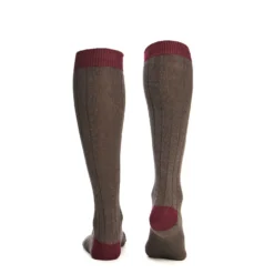 CALZE LUNGHE BICOLORE MARRONE E BORDEAUX IN COTONE Tinta unita