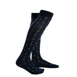 CALZE LUNGHE BLU SCURO IN COTONE Microfantasia fiore