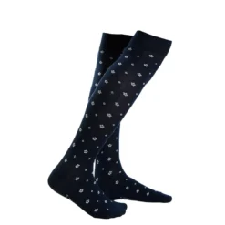 CALZE LUNGHE BLU SCURO IN COTONE Microfantasia fiore