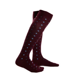 CALZE LUNGHE BORDEAUX IN COTONE Microfantasia fiore