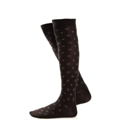 CALZE LUNGHE MARRONE SCURO IN COTONE Microfantasia fiore