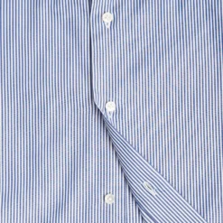 CAMICIA CLASSICA A RIGHE BIANCO E BLU SLIM In cotone popeline