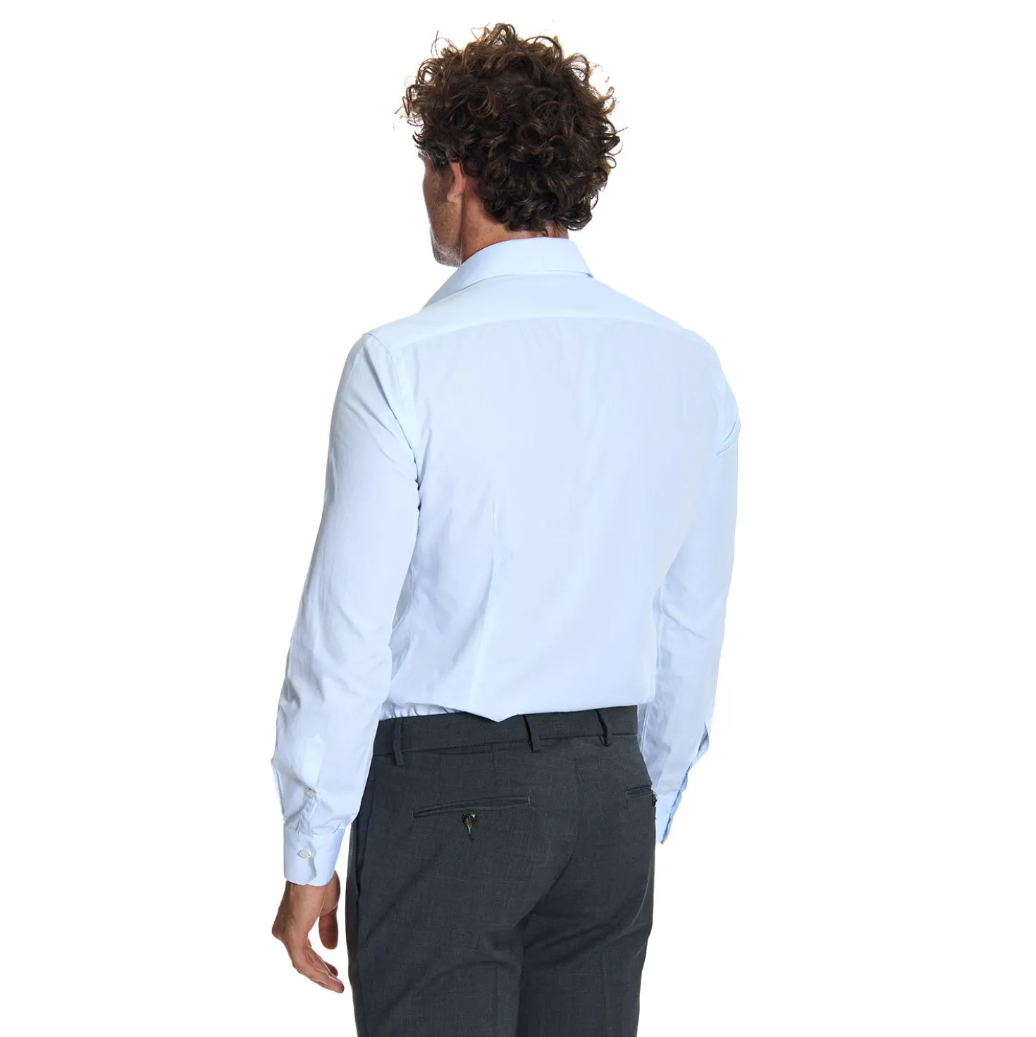 CAMICIA CLASSICA AZZURRA SLIM In cotone popeline