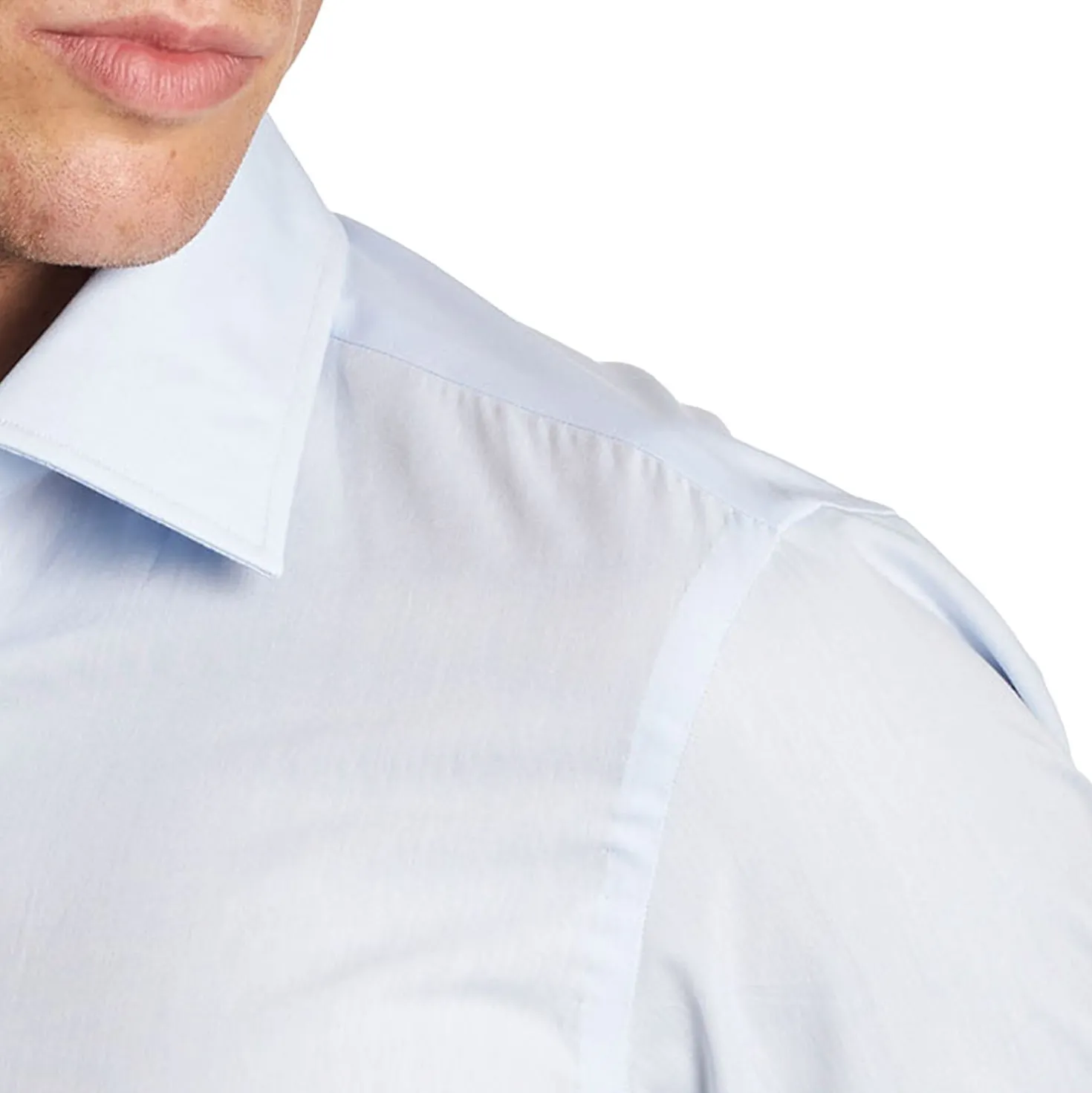 CAMICIA CLASSICA AZZURRA SLIM In cotone popeline