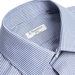CAMICIA CLASSICA RIGHE BIANCO E BLU REGULAR In cotone popeline