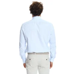 CAMICIA CLASSICA RIGHE BIANCO E AZZURRO REGULAR In cotone popeline