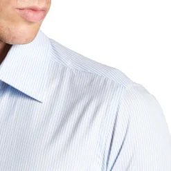 CAMICIA CLASSICA RIGHE BIANCO E AZZURRO REGULAR In cotone popeline
