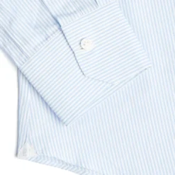 CAMICIA CLASSICA RIGHE BIANCO E AZZURRO REGULAR In cotone popeline