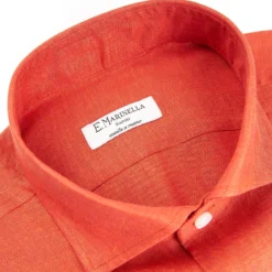 CAMICIA IN LINO ARANCIONE Con bottoni in madreperla