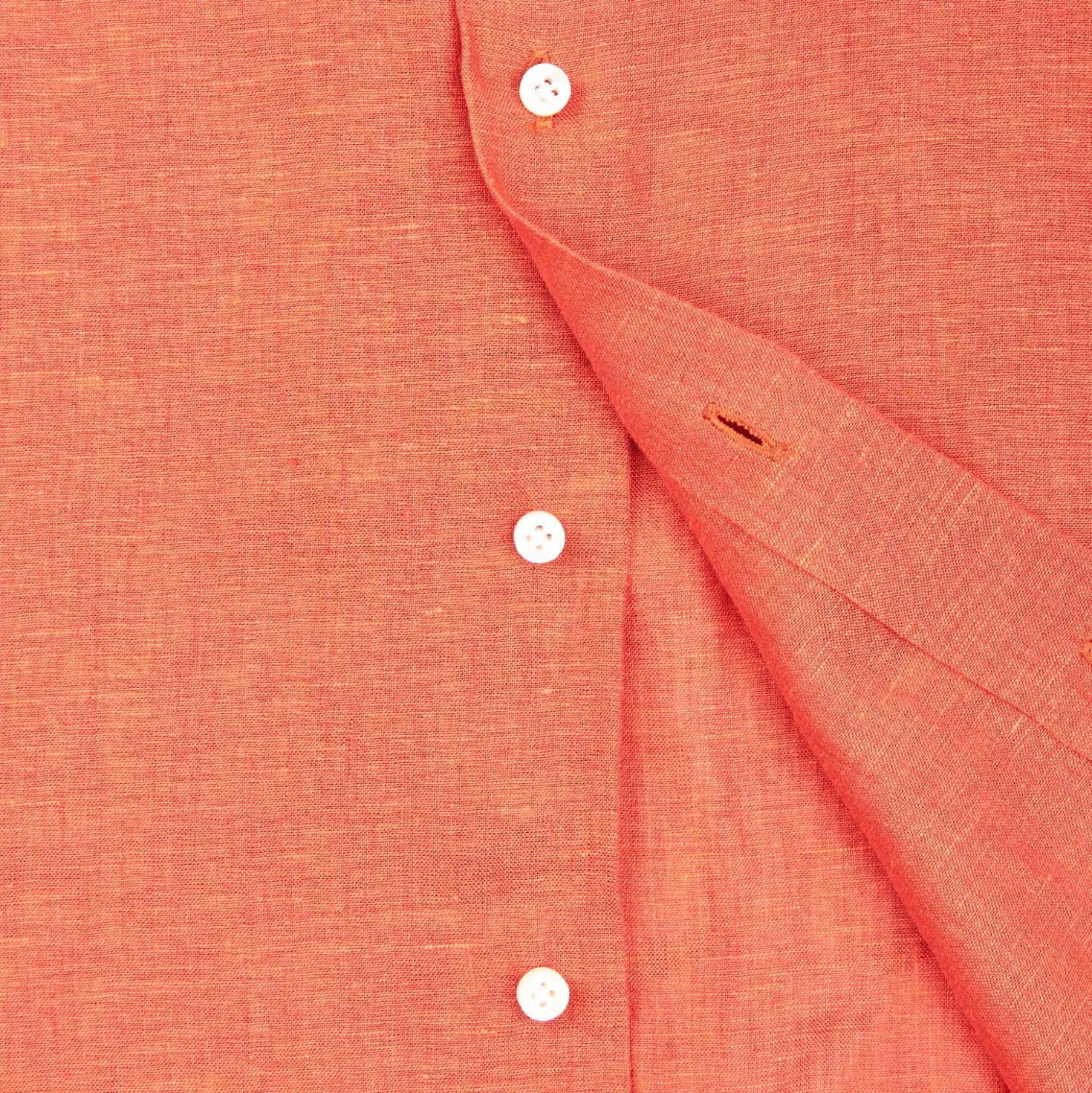 CAMICIA IN LINO ARANCIONE Con bottoni in madreperla