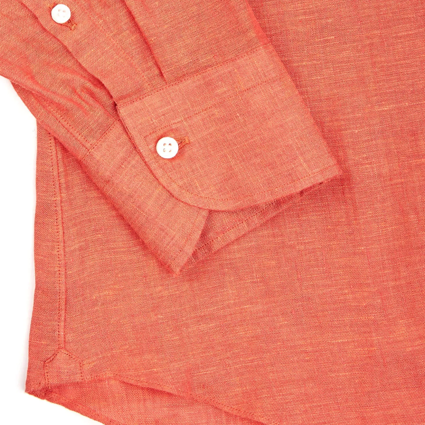 CAMICIA IN LINO ARANCIONE Con bottoni in madreperla