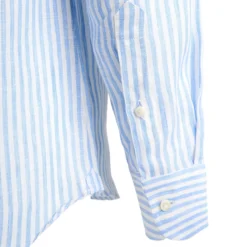 CAMICIA IN LINO BIANCA E AZZURRA Rigata