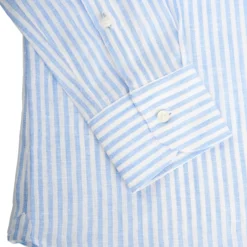 CAMICIA IN LINO BIANCA E AZZURRA Rigata