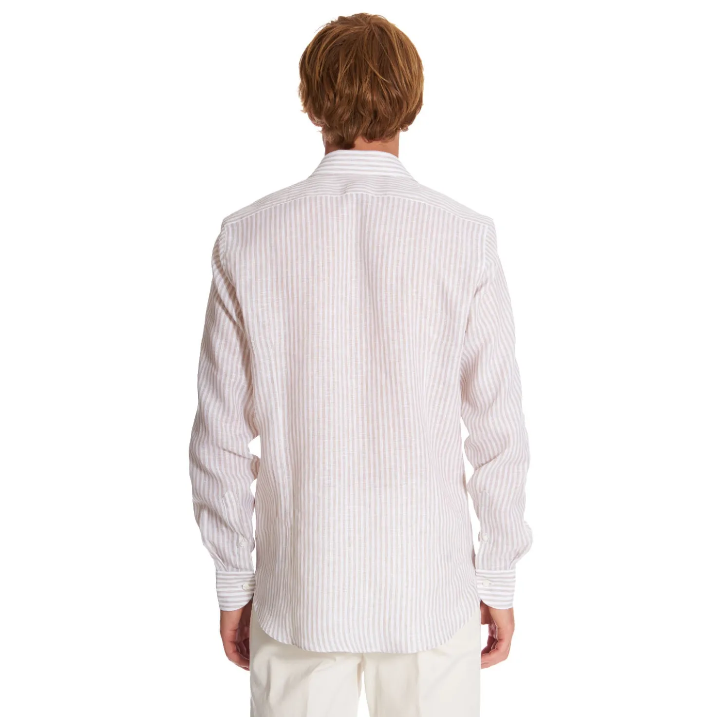 CAMICIA IN LINO BIANCA E BEIGE Rigata