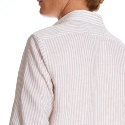 CAMICIA IN LINO BIANCA E BEIGE Rigata