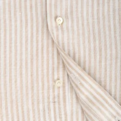 CAMICIA IN LINO BIANCA E BEIGE Rigata